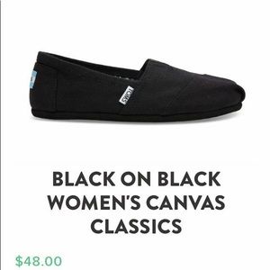 New toms black on black canvas women's shoes 5.5