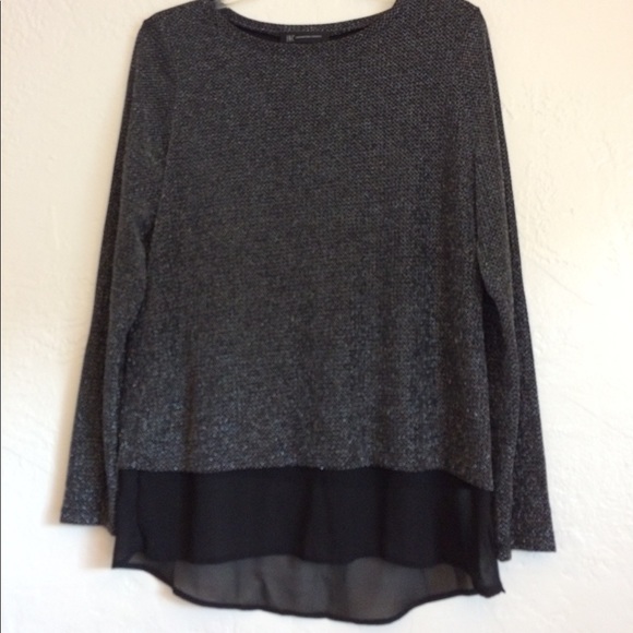 Inc metallic knit with high low sheer bottom band - Picture 3 of 6