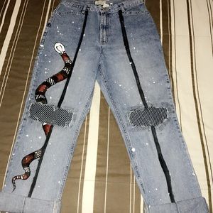 Custom Made Snake High Waisted Boyfriend Jeans