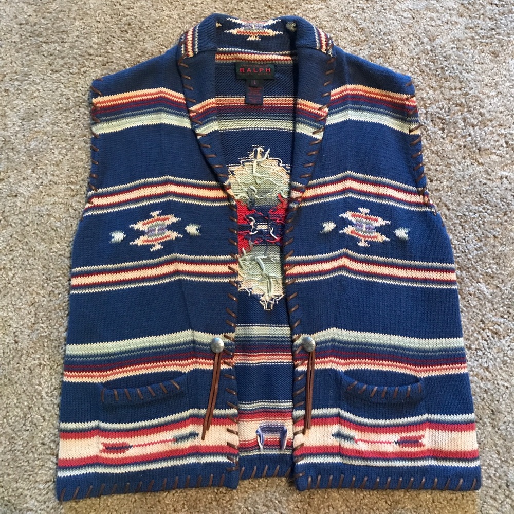 Ralph Lauren hand knit vest. Size Large