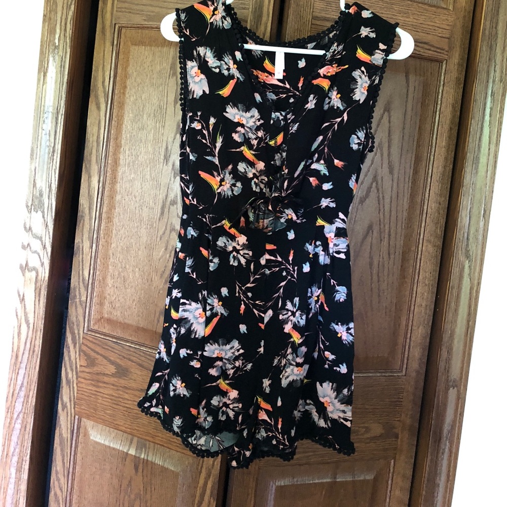 Black floral romper