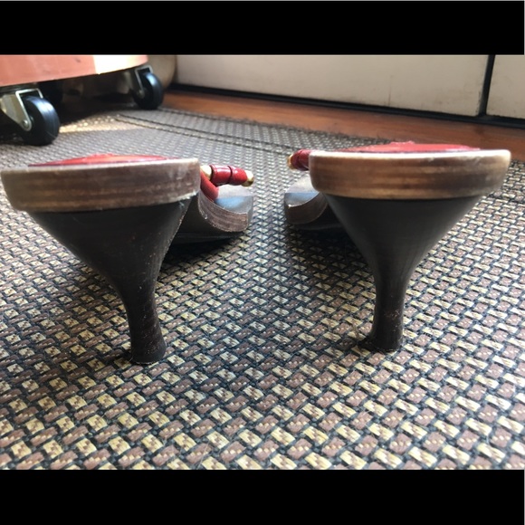 Maxstudio thong sandals with kitten heels red gold - Picture 3 of 4