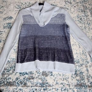 New York & Company Blue Ombre Cowl Neck Sweater