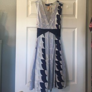 Anthropologie navy geometric dress