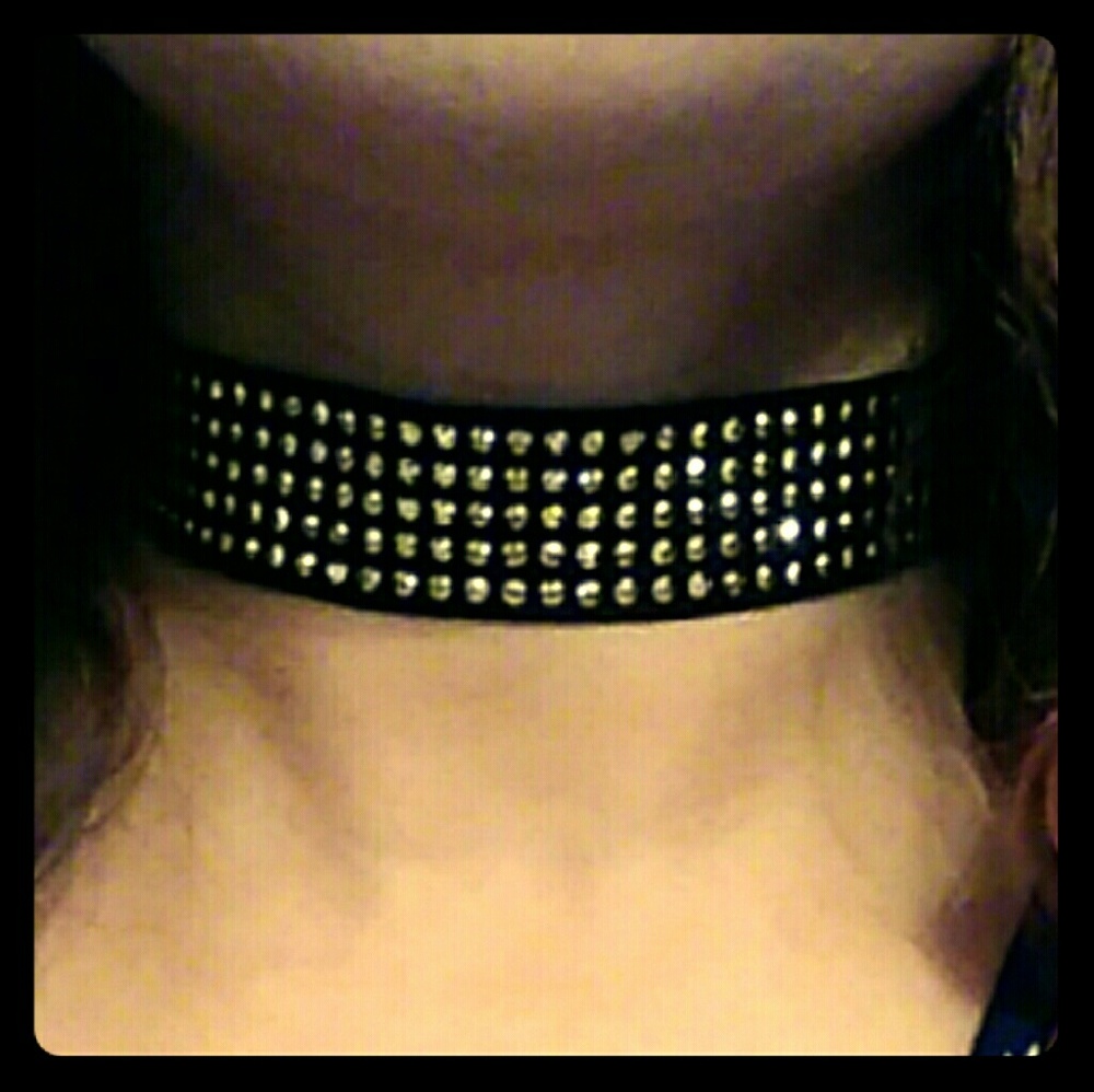 Black & Gold Rhinestone Choker Necklace