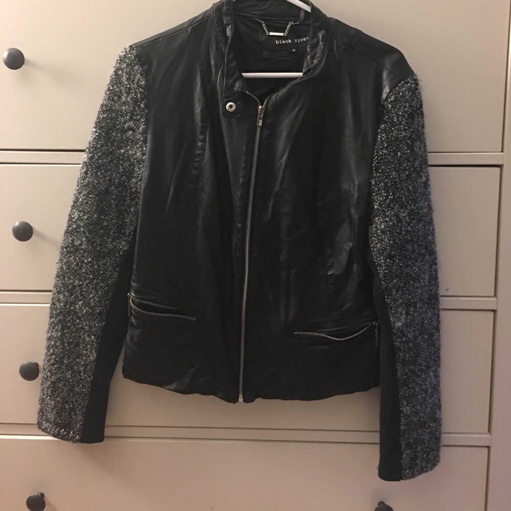 Faux black leather jacket