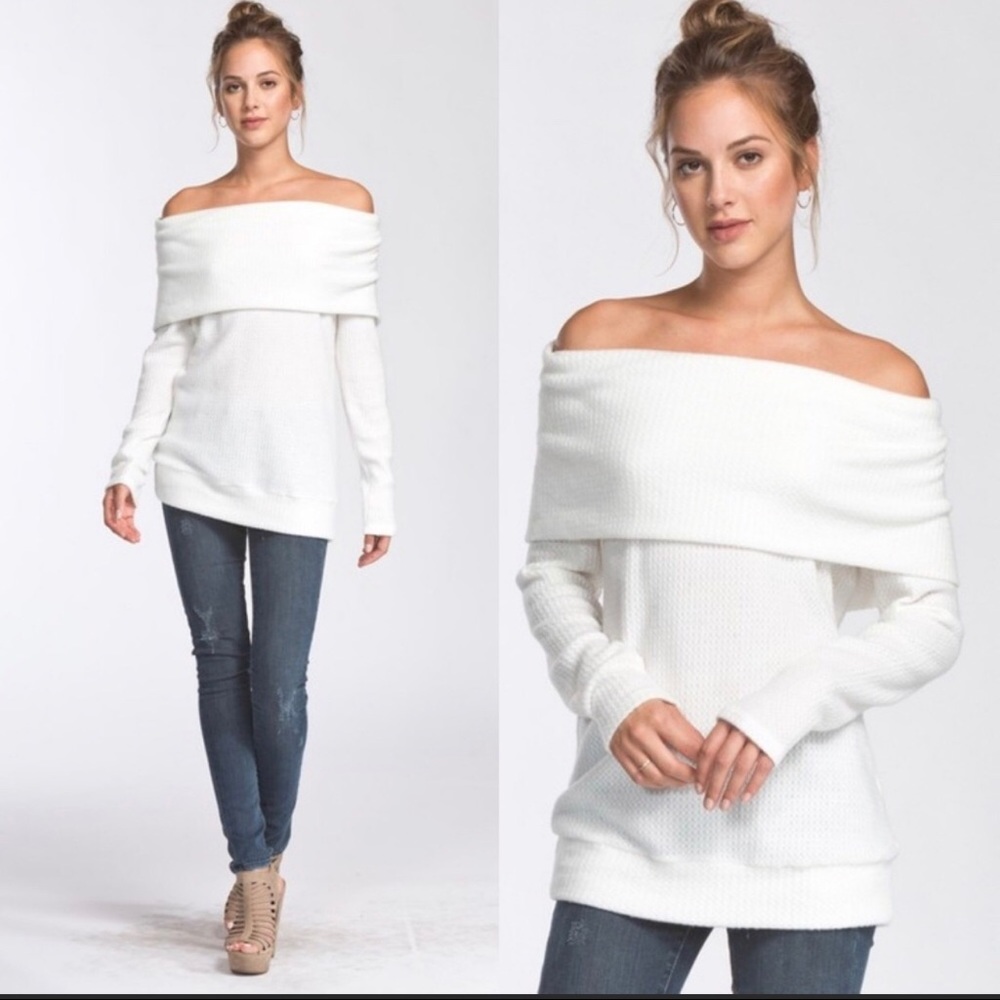 Ivory Off the Shoulder Sweater