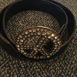 Peace Sign Buckle Brown Belt