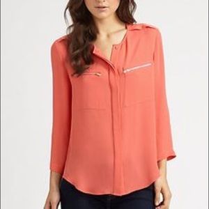 Orange 100% silk blouse by Theory