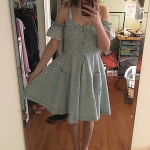Blue Vintage Off The Shoulder Dress