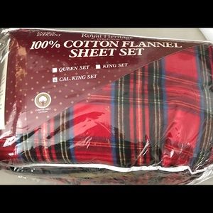 California King-cotton flannel sheet set red plaid