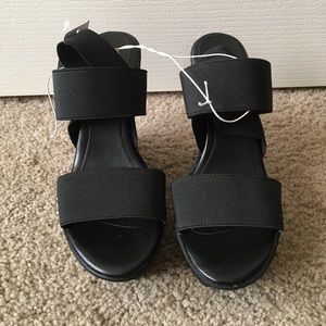 NEW Black Elastic Wedges Size 6.5