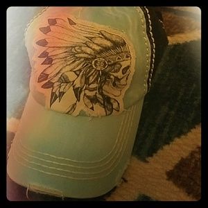 Indian skull hat cap blue new cool