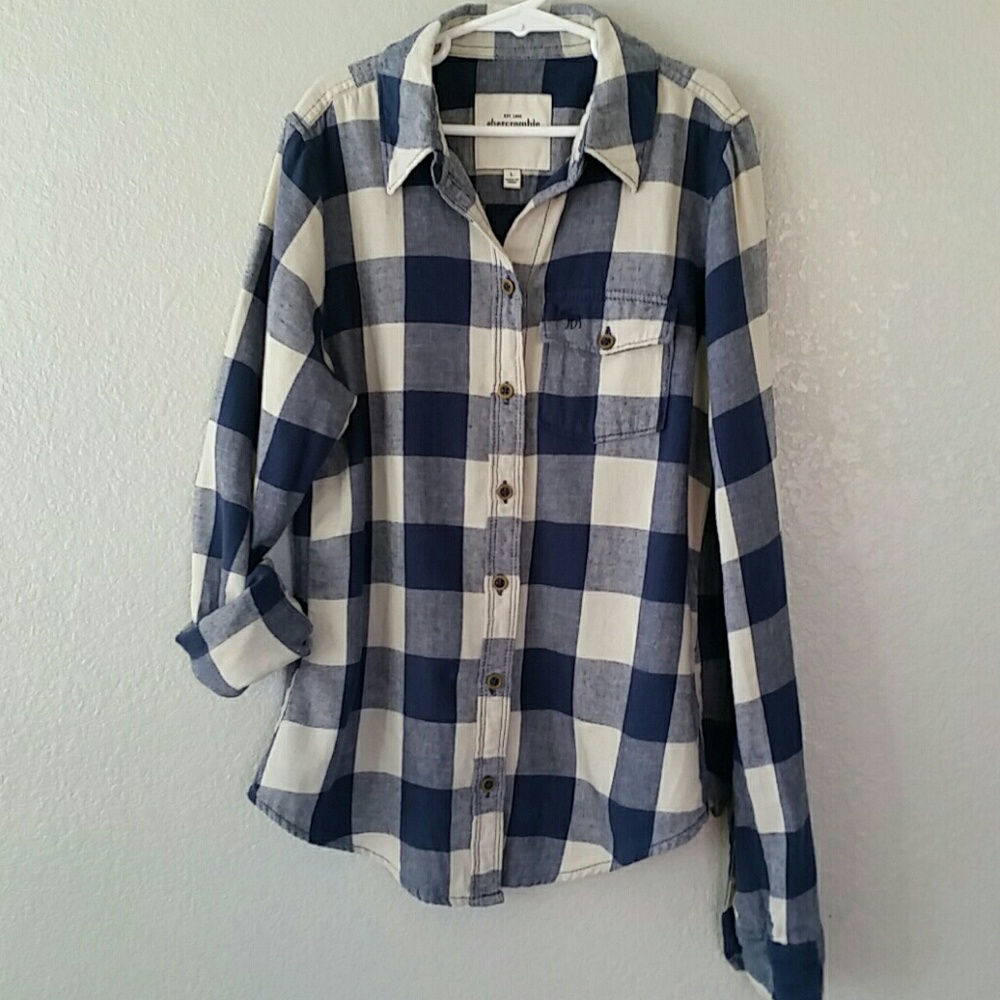 Vintage Blue/White abercrombie kids flannel