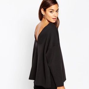Asos V back oversized sweat raw hems