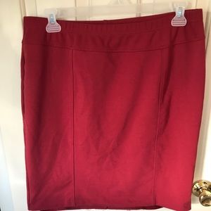 Red stretchy pencil skirt
