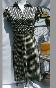 RB Collection New York 6 Dress Black & Ivory Polka