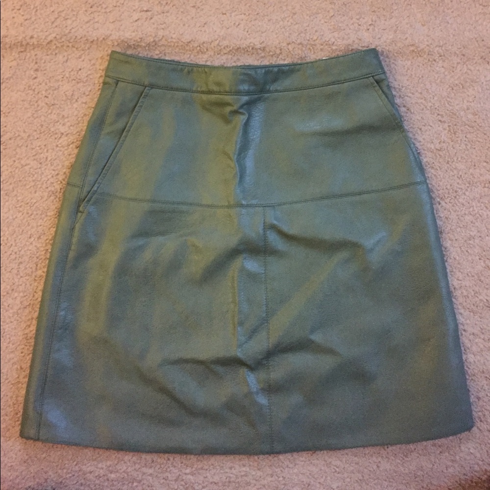 Green Zara Leather Skirt