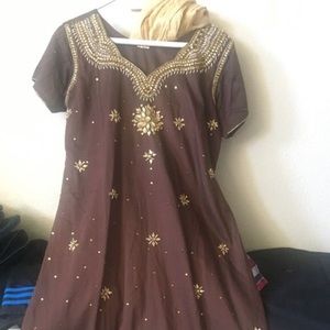 Brown chudidar indian dress