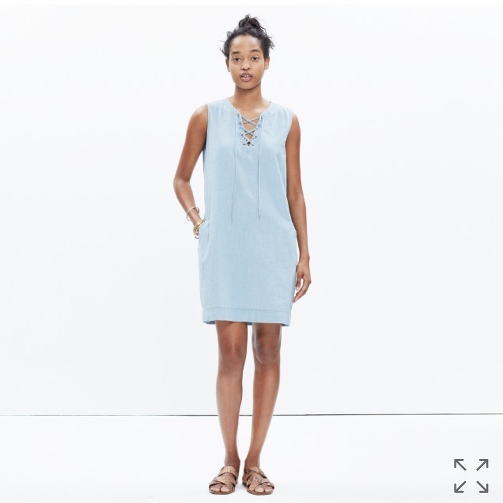 Madewell chambray lace-up dress