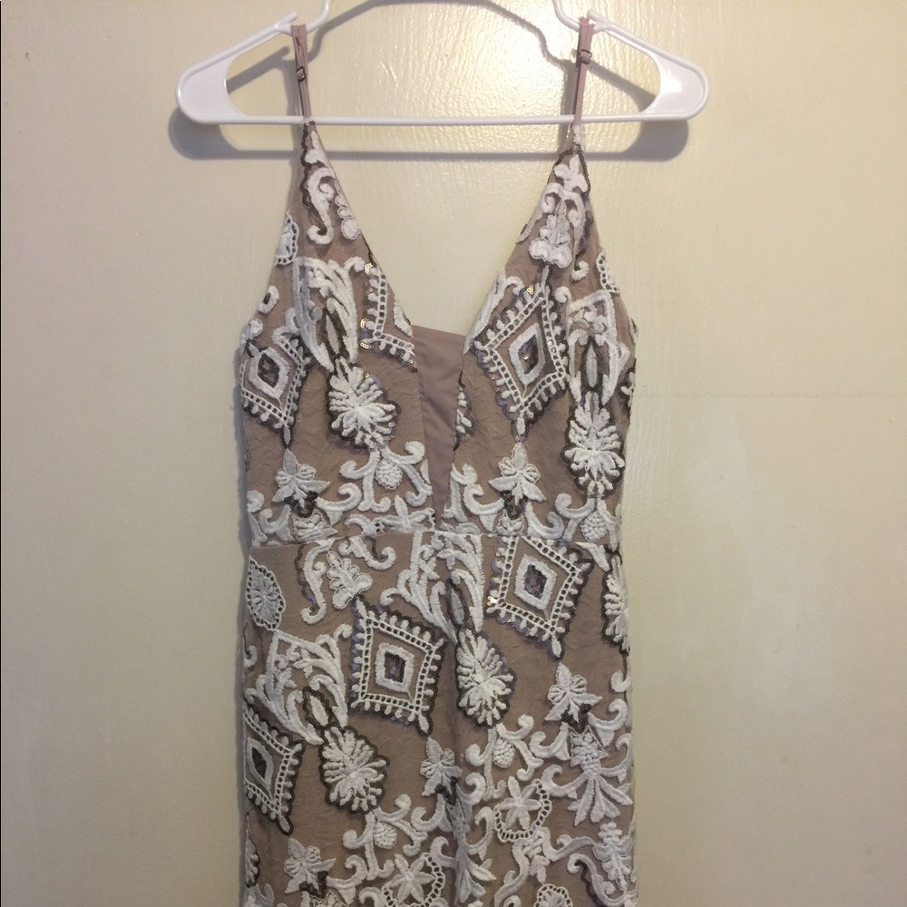 New, nude white and silver bodycon dress
