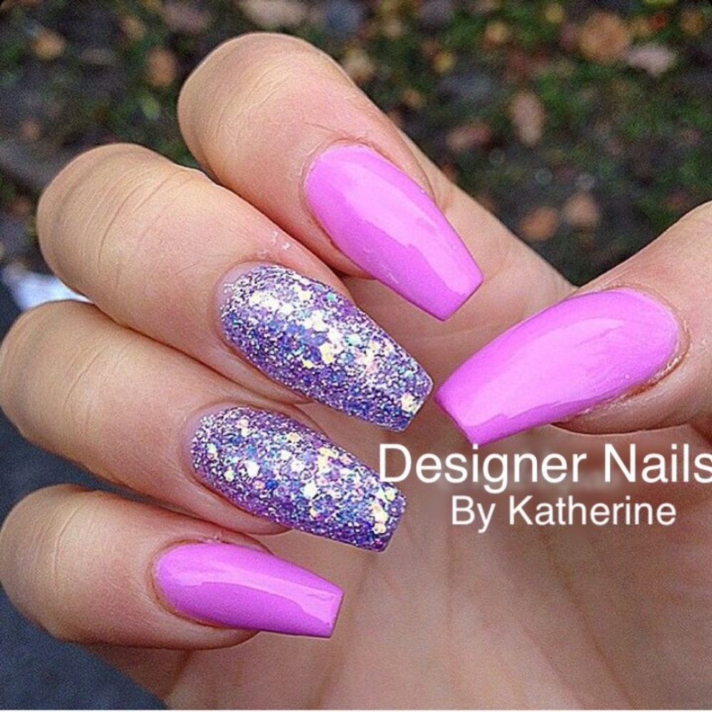 UV Gel Purple n Stars Nails