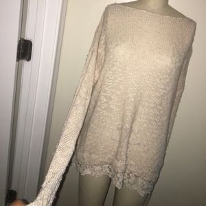 Cream long sleeved sweater dress