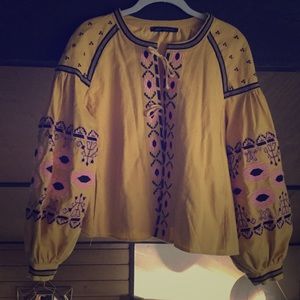 Embroidered swing jacket