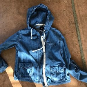 Loose Denim-ish Hooded Jacket
