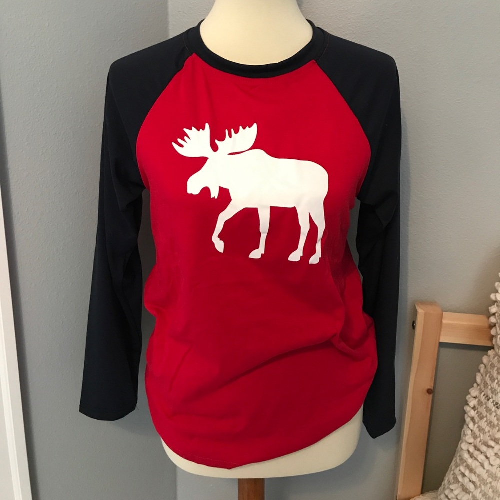 Moose baseball style long sleeve shirt