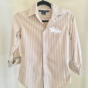 Tan and white Ralph Lauren button down
