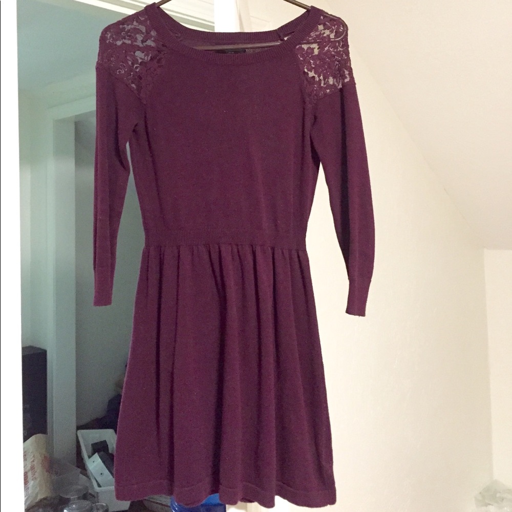 American eagle sweater dress with lace shoulders