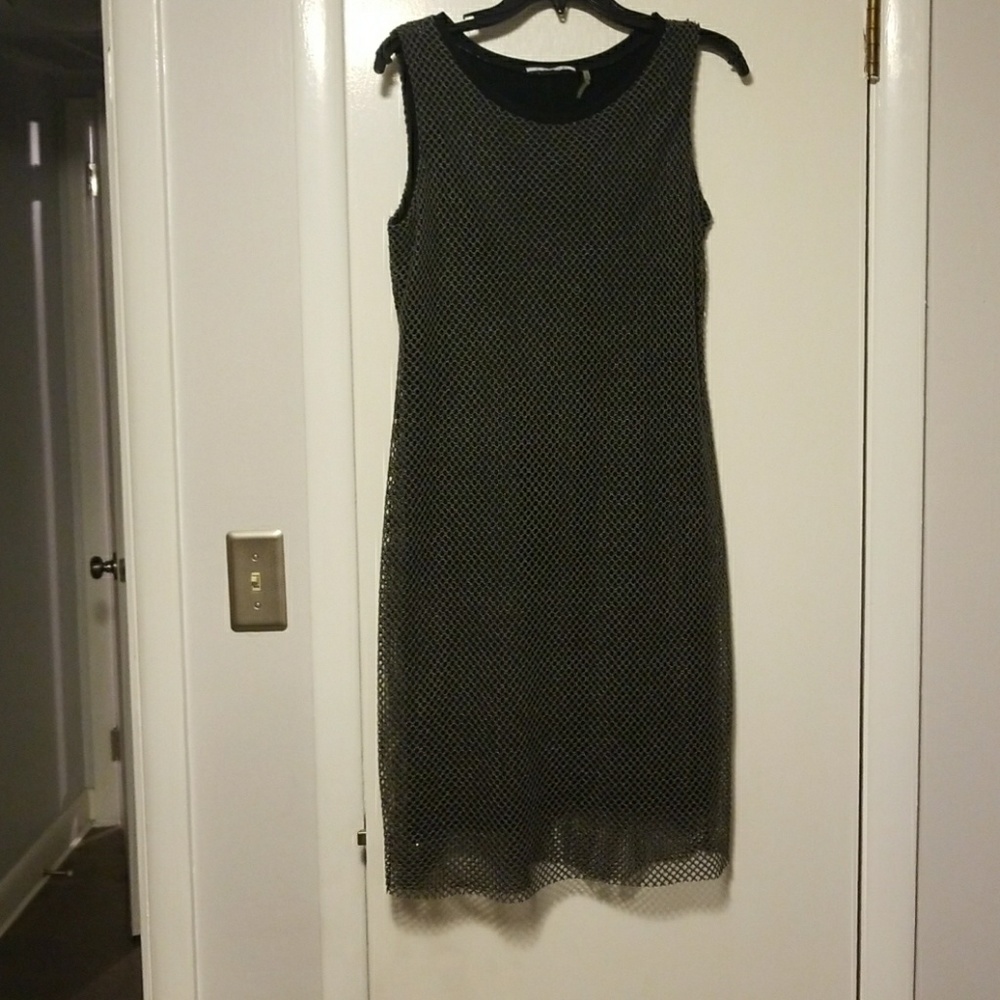 Tahari mesh overlay dress