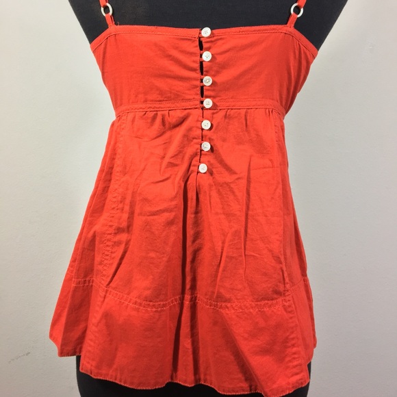 MARC JACOBS Red Orange Strap Top Back Buttons Sz 4 - Picture 2 of 4