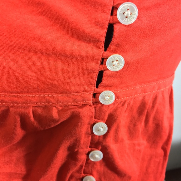 MARC JACOBS Red Orange Strap Top Back Buttons Sz 4 - Picture 3 of 4