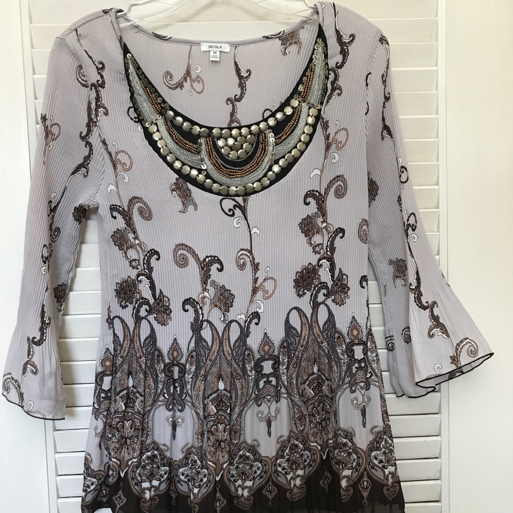 Nicola semi sheer paisley tunic top