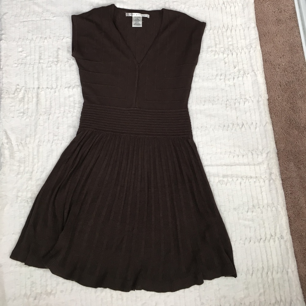Max Studio detailed sweater dress in chocolate