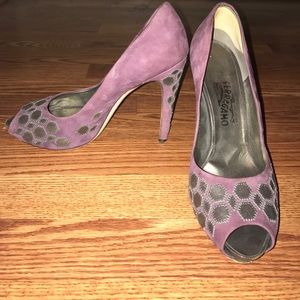 Salvatore Ferragamo Purple Suede Shoes