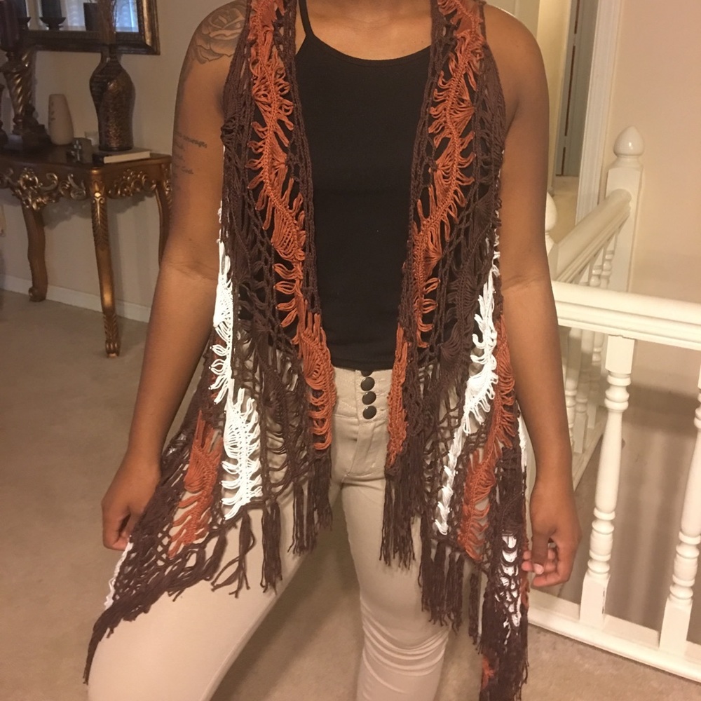 Short Sleeve Open Knit Cardigan