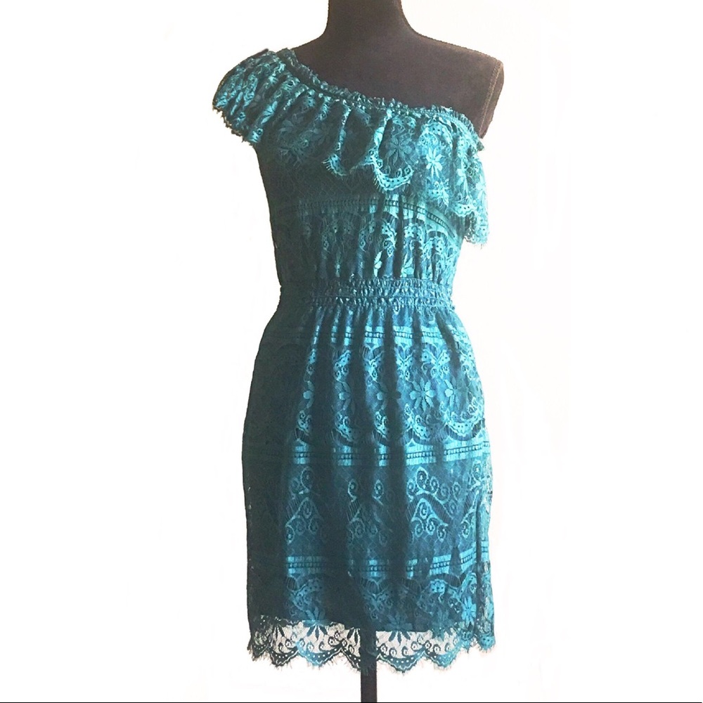 Chelsea & Violet Teal Lace Cocktail Dress