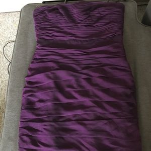 Plum strapless fitted dress