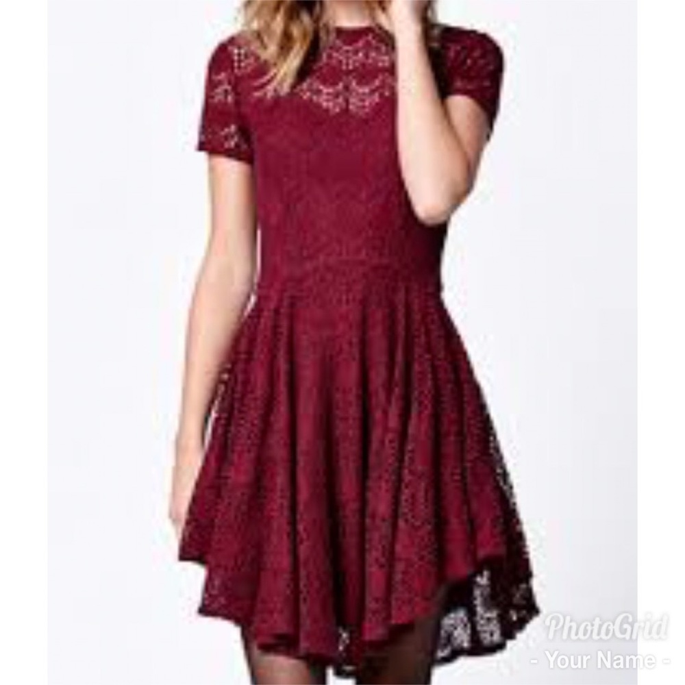 Kendall and Kylie Maroon All Over Lace Dress