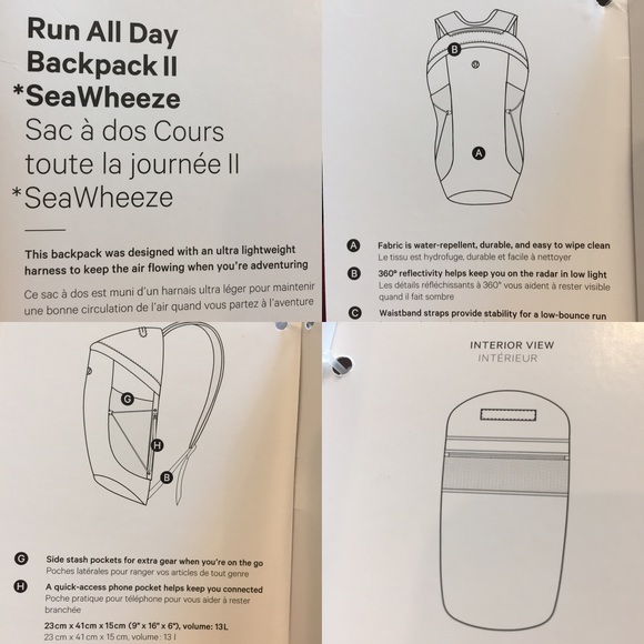 NWT Lululemon SeaWheeze Run All Day Backpack blue - Picture 5 of 8