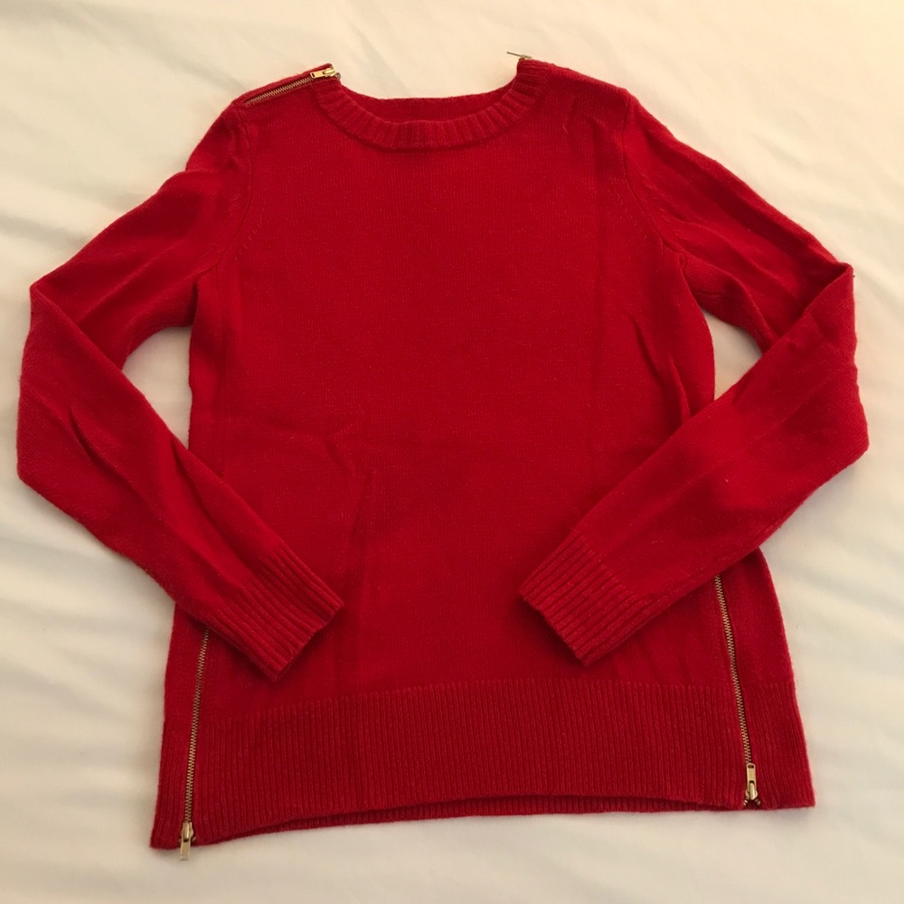 JCrew Factory Red Zipper Sweater, size XS