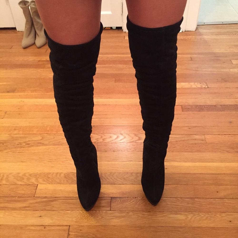 Steve Madden Black Suede Thigh High Boots