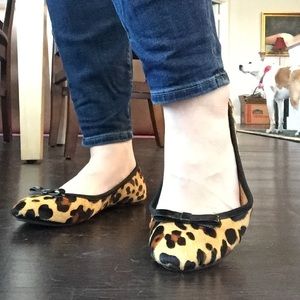 Kate Spade leopard calf hair ballet flats