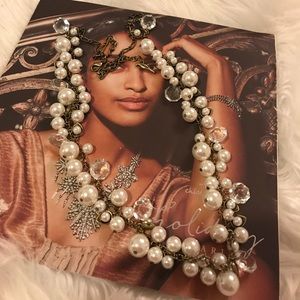 Pearl + Crystal Drops Long Necklace