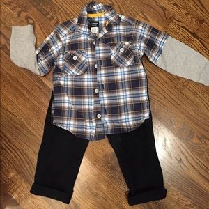 Boys 2T outfit. Black pants & button down. LikeNeW
