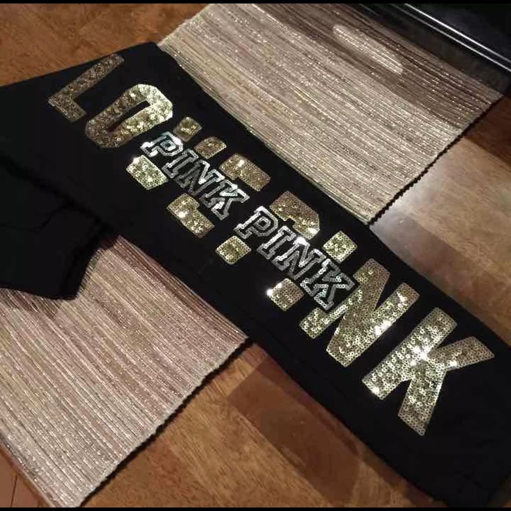 VS Pink Bling Logo Colligate Skinny SM