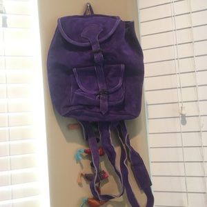 dark purple suede mini backpack